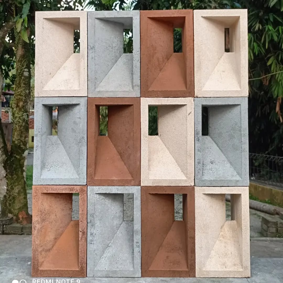 Roster Beton Minimalis roster beton persegi panjang motif corong bevel 3D — Pengiriman Wilayah Bandung IndoRoster