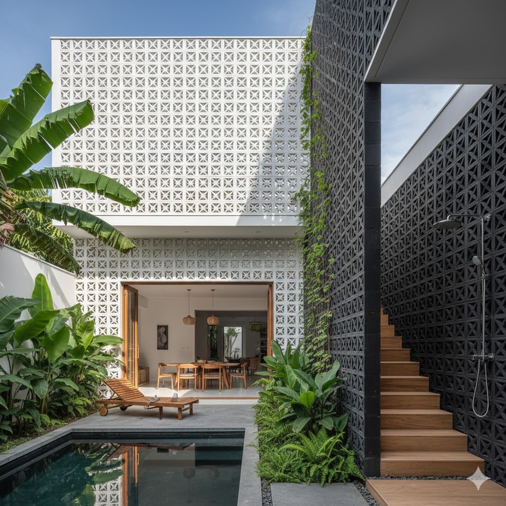 modern breezeblock exterior facade design by indoroster